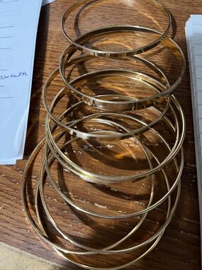 Gold Stackable Bangle Bracelets - Set of Thin Metal Bangles set of 10